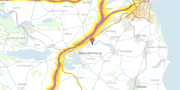 Trafikstøjkort på Damgårdsvej 113, 8660 Skanderborg