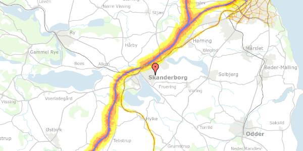 Trafikstøjkort på Drosselvej 4, 8660 Skanderborg