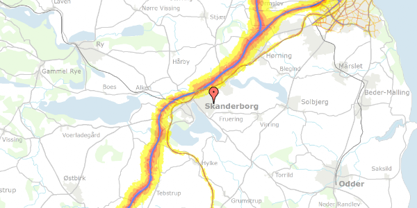 Trafikstøjkort på Duevej 2, 8660 Skanderborg