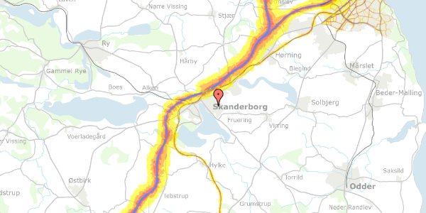 Trafikstøjkort på Egekrattet 8, 8660 Skanderborg