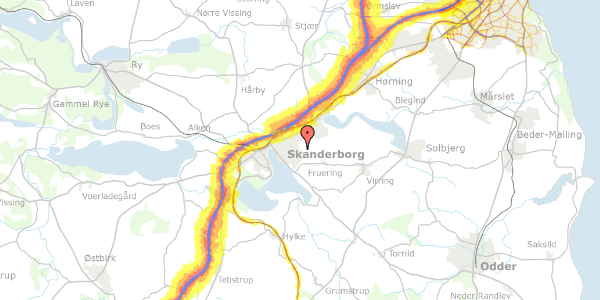 Trafikstøjkort på Egernvej 9, 8660 Skanderborg