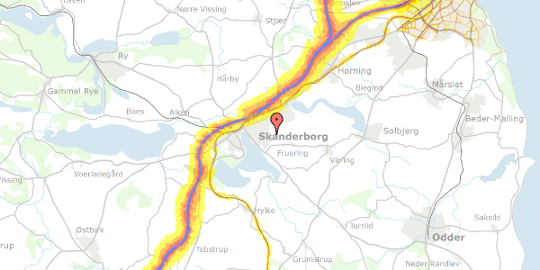 Trafikstøjkort på Egernvej 18, 8660 Skanderborg