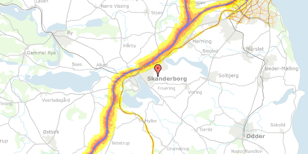 Trafikstøjkort på Egernvej 19, 8660 Skanderborg