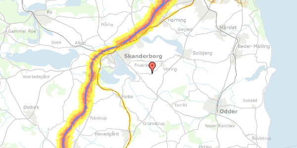 Trafikstøjkort på Ellelausvej 22, 8660 Skanderborg