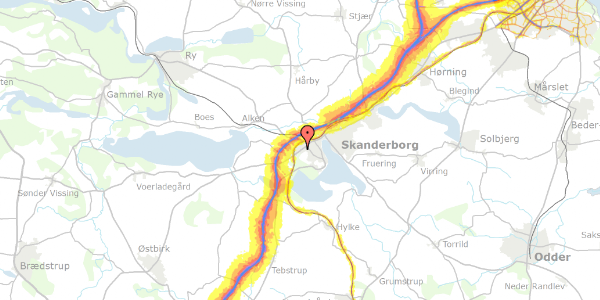 Trafikstøjkort på Eskebæk 9, 8660 Skanderborg