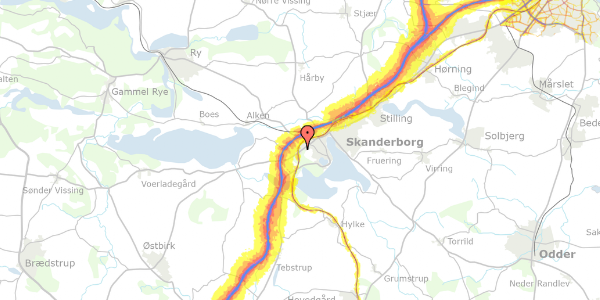 Trafikstøjkort på Eskebækparken 21, 1. mf, 8660 Skanderborg