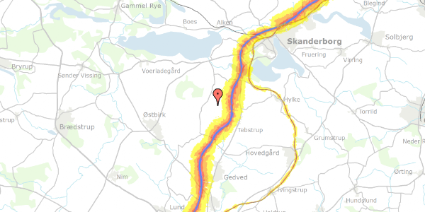 Trafikstøjkort på Eskholtvej 8, 8660 Skanderborg