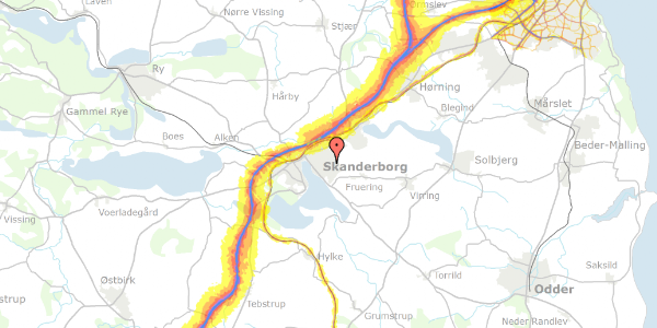 Trafikstøjkort på Falkevej 9, 8660 Skanderborg