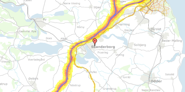 Trafikstøjkort på Falkevej 14, 8660 Skanderborg