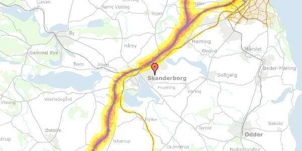 Trafikstøjkort på Fasanvej 7, 8660 Skanderborg