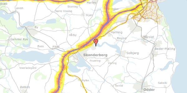 Trafikstøjkort på Fenrisvej 2, 8660 Skanderborg