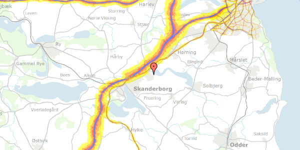 Trafikstøjkort på Fenrisvej 5, 8660 Skanderborg