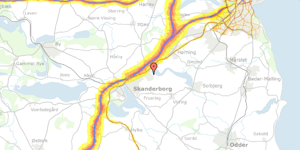 Trafikstøjkort på Fenrisvej 7, 8660 Skanderborg