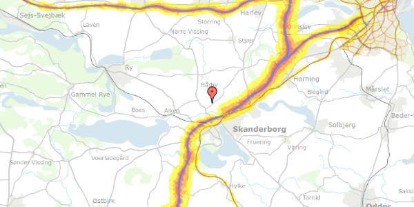 Trafikstøjkort på Foerlev Møllevej 3A, 8660 Skanderborg