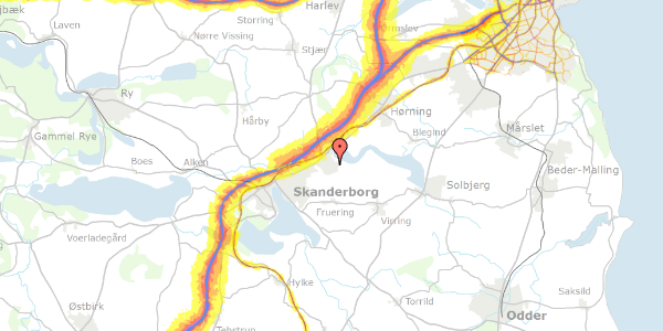 Trafikstøjkort på Frodesvej 3, 8660 Skanderborg