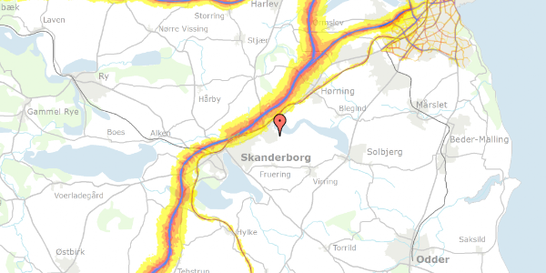 Trafikstøjkort på Frodesvej 18, 8660 Skanderborg