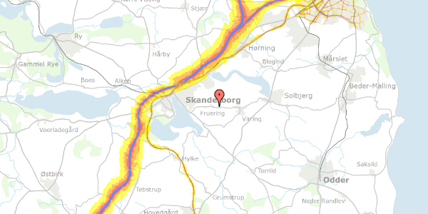 Trafikstøjkort på Fruering Kirkevej 9, 8660 Skanderborg