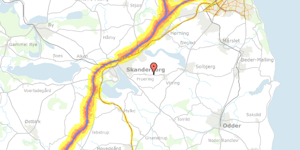 Trafikstøjkort på Fruering Kirkevej 13, 8660 Skanderborg