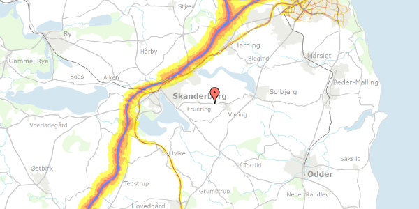 Trafikstøjkort på Fruering Kirkevej 40, 8660 Skanderborg