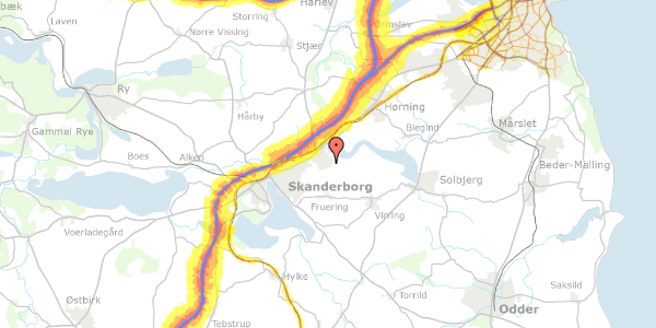 Trafikstøjkort på Gl Virringvej 10, 8660 Skanderborg