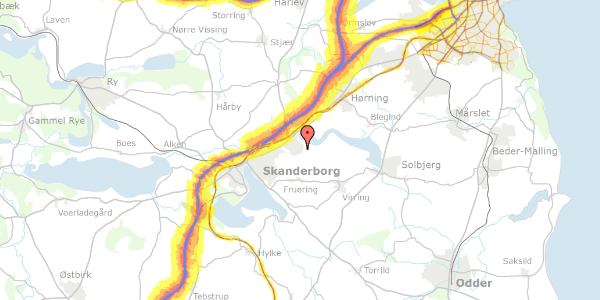 Trafikstøjkort på Gl Virringvej 15, 8660 Skanderborg