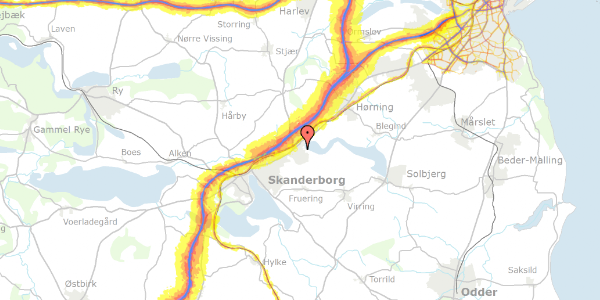 Trafikstøjkort på Gormsvej 4, 8660 Skanderborg