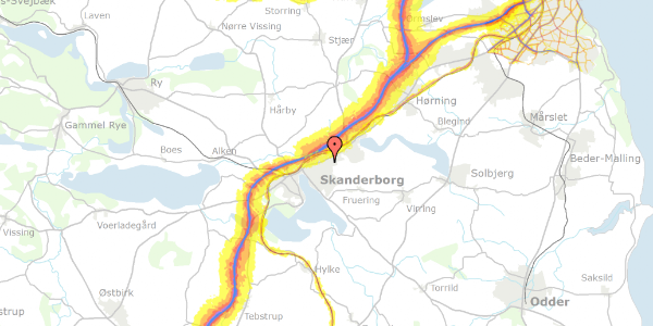 Trafikstøjkort på Grønnedalsvej 16A, 8660 Skanderborg