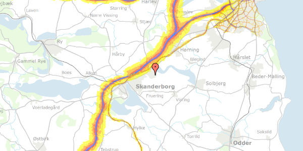 Trafikstøjkort på Gunnarsvej 8, 8660 Skanderborg