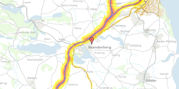 Trafikstøjkort på H C Andersens Vej 7, 8660 Skanderborg