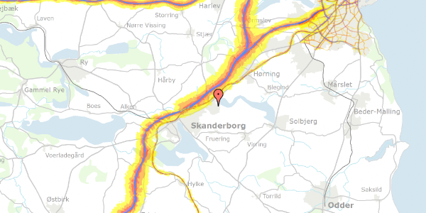 Trafikstøjkort på Haraldsvej 6, 8660 Skanderborg