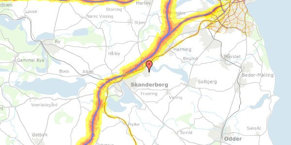 Trafikstøjkort på Haraldsvej 9, 8660 Skanderborg