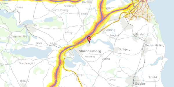 Trafikstøjkort på Haraldsvej 44, 8660 Skanderborg