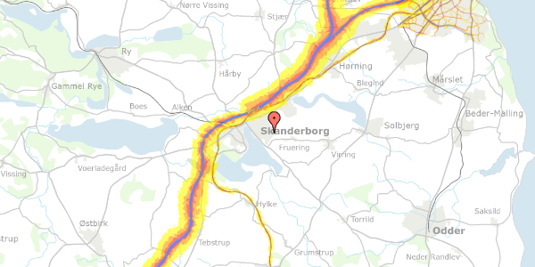 Trafikstøjkort på Harevej 31, 8660 Skanderborg