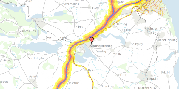 Trafikstøjkort på Henrik Hertz Vej 13, 8660 Skanderborg