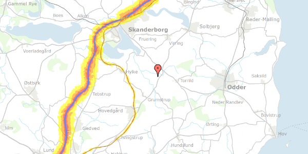 Trafikstøjkort på Herschendsgavevej 7, 8660 Skanderborg