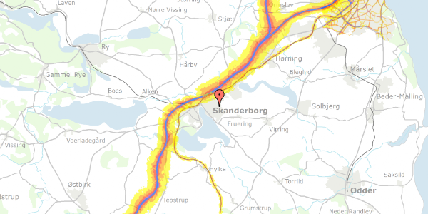 Trafikstøjkort på Holger Drachmanns Vej 9, 8660 Skanderborg