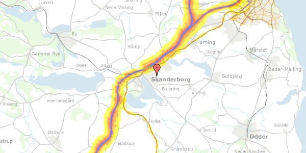 Trafikstøjkort på Holger Drachmanns Vej 14B, 8660 Skanderborg