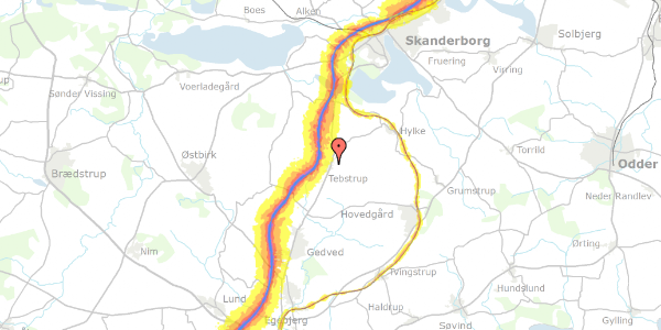 Trafikstøjkort på Horsensvej 106B, 8660 Skanderborg