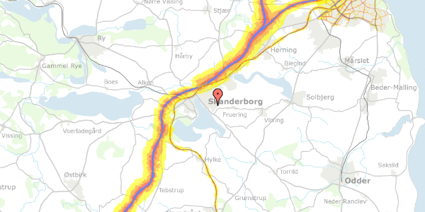 Trafikstøjkort på Hybenparken 19, 8660 Skanderborg