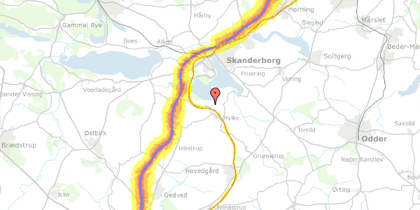 Trafikstøjkort på Hylke Møllevej 4, 8660 Skanderborg