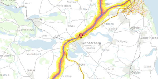 Trafikstøjkort på Højvangen 2, 8660 Skanderborg