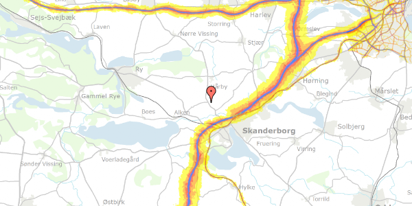 Trafikstøjkort på Illerupvej 7, 8660 Skanderborg