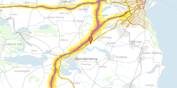 Trafikstøjkort på Industrivej 35, 8660 Skanderborg