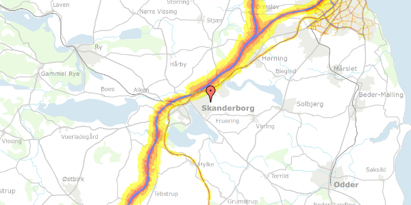 Trafikstøjkort på Johan Skjoldborgs Vej 11, 8660 Skanderborg