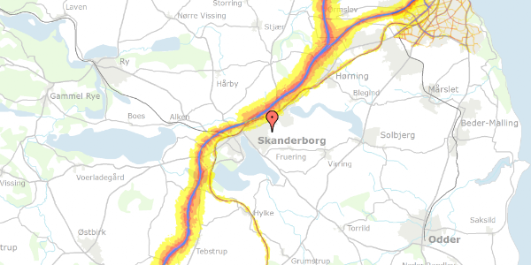 Trafikstøjkort på Johan Skjoldborgs Vej 14, 8660 Skanderborg