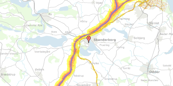 Trafikstøjkort på Kastanievej 5, 8660 Skanderborg