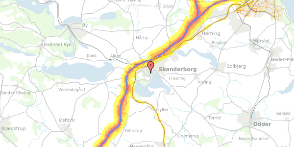 Trafikstøjkort på Kastanievej 18, 8660 Skanderborg