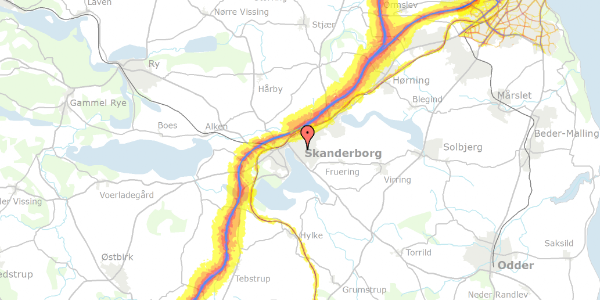 Trafikstøjkort på Kildeparken 113, 8660 Skanderborg