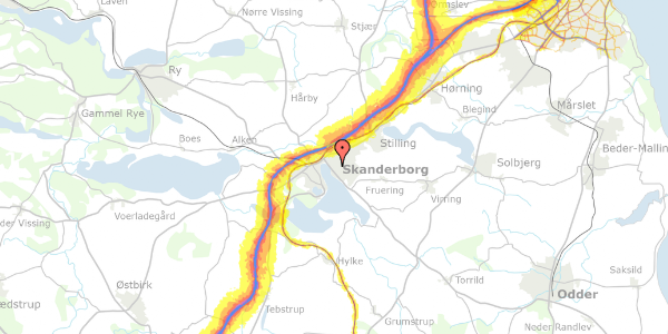 Trafikstøjkort på Kildevej 12C, 8660 Skanderborg