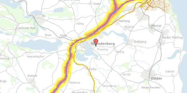 Trafikstøjkort på Kirsebærhaven 1, 8660 Skanderborg